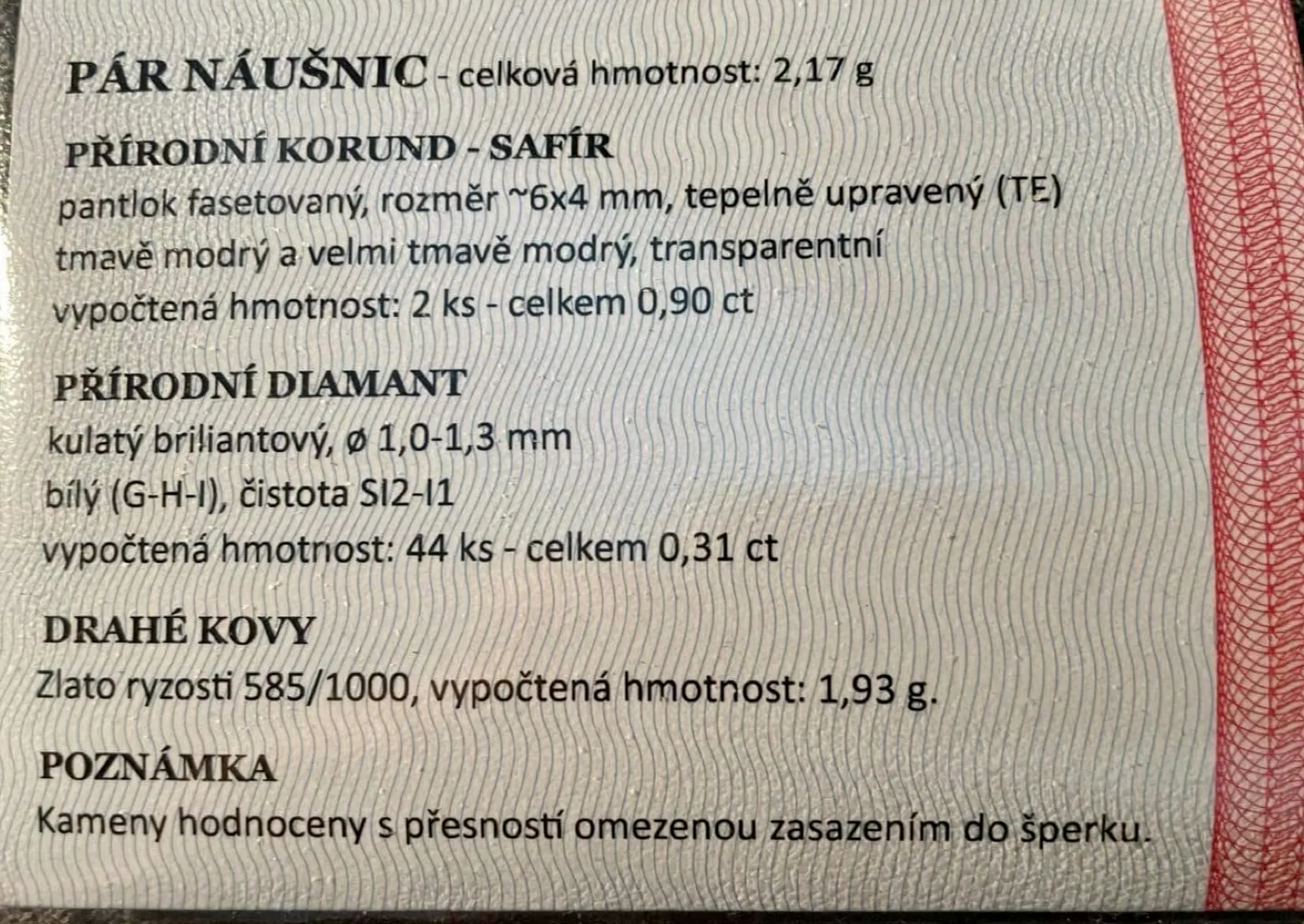 Zlaté náušnice s pravými safíry a brilianty s certifikátem - 4