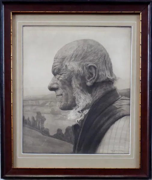 Gustav Jahn – Profil staršího muže v krajině - 1
