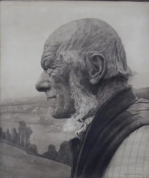 Gustav Jahn – Profil staršího muže v krajině - 4