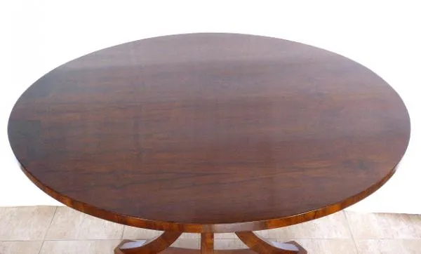 Kulatý salónní stůl v ořechové dýze – Biedermeier - 4