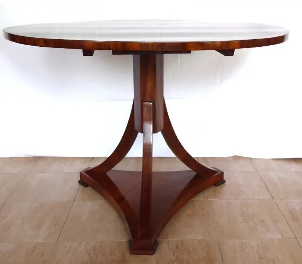Kulatý salónní stůl v ořechové dýze – Biedermeier - 5