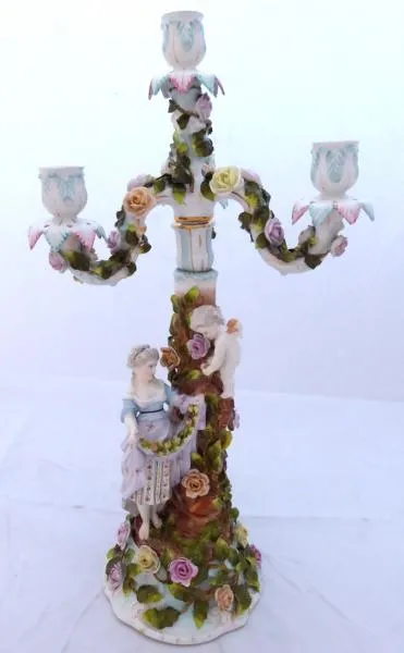 Dívka s květinami, růžemi, andílkem – velký porcel - 1
