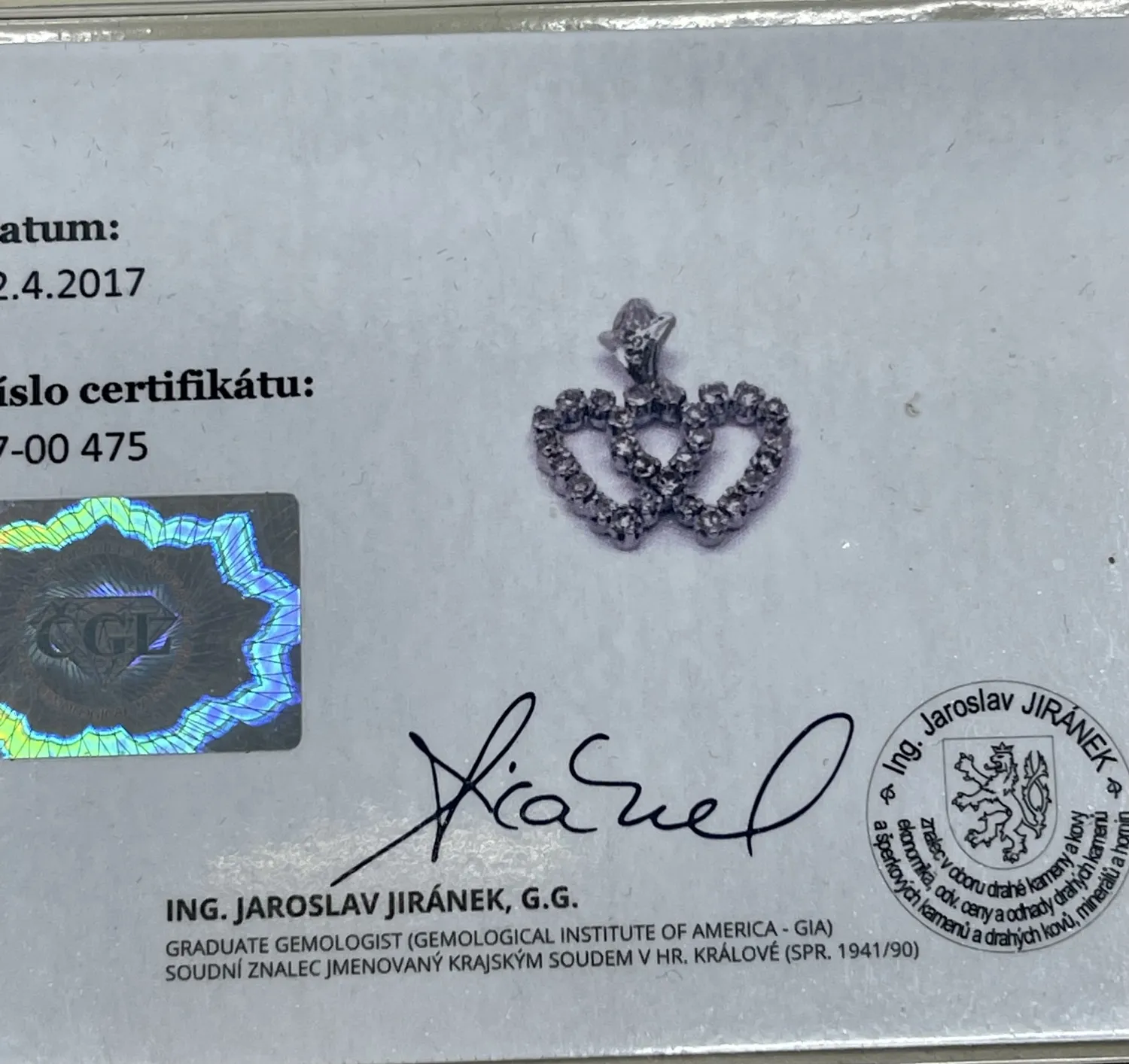 Briliantový přívěs – dvě srdce - 5