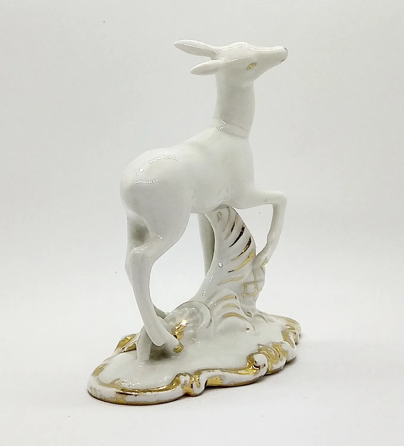 Soška Laň, Royal Dux, porcelán, podstavec zlacen - 2