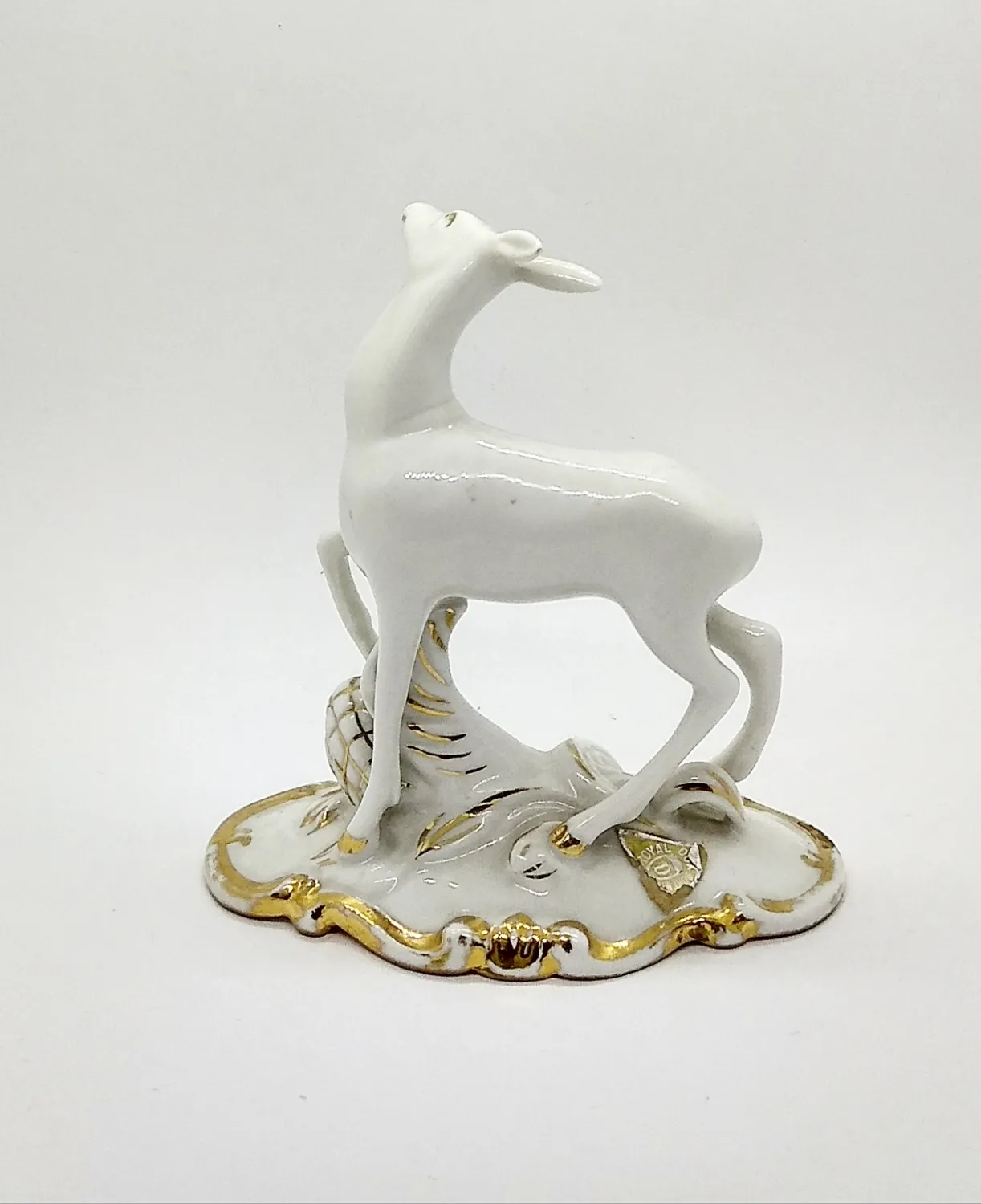 Soška Laň, Royal Dux, porcelán, podstavec zlacen - 3