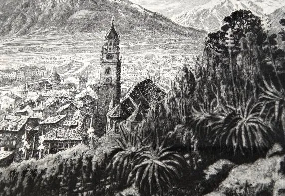 Pohled na město Merano z Tappeinerwegu - 4