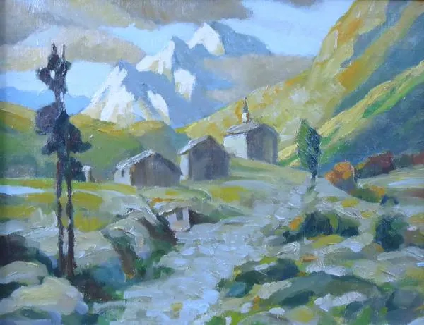 Horská krajina s kostelíkem - 5
