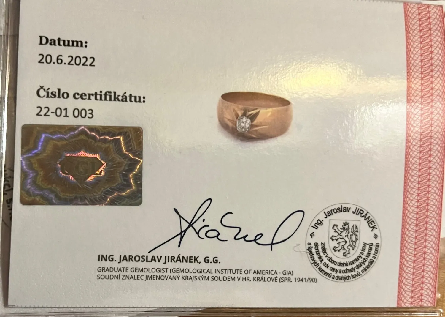 Prsten s vyjímečně bílým briliantem D-E-F 0.38 ct+ atest - 6