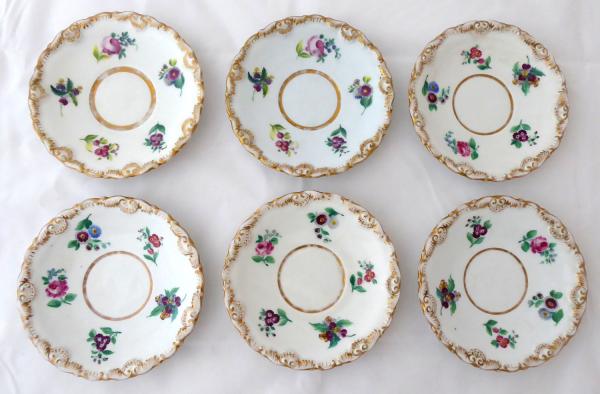 Šest podšálků, barevné kytičky, biedermeier – Loket