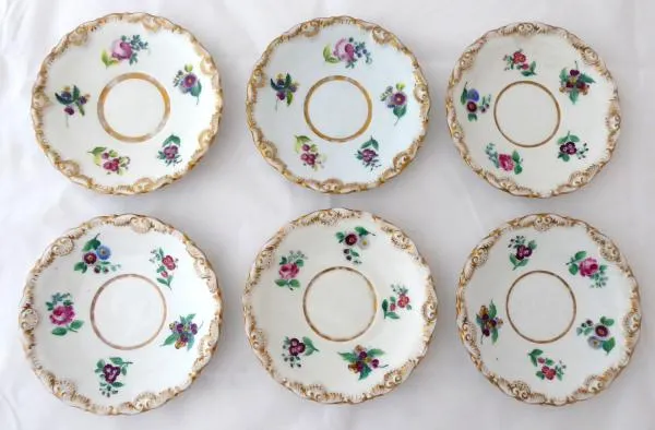 Šest podšálků, barevné kytičky, biedermeier – Loket