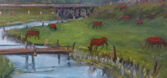 Na pastvě u řeky – signováno azbukou - 4