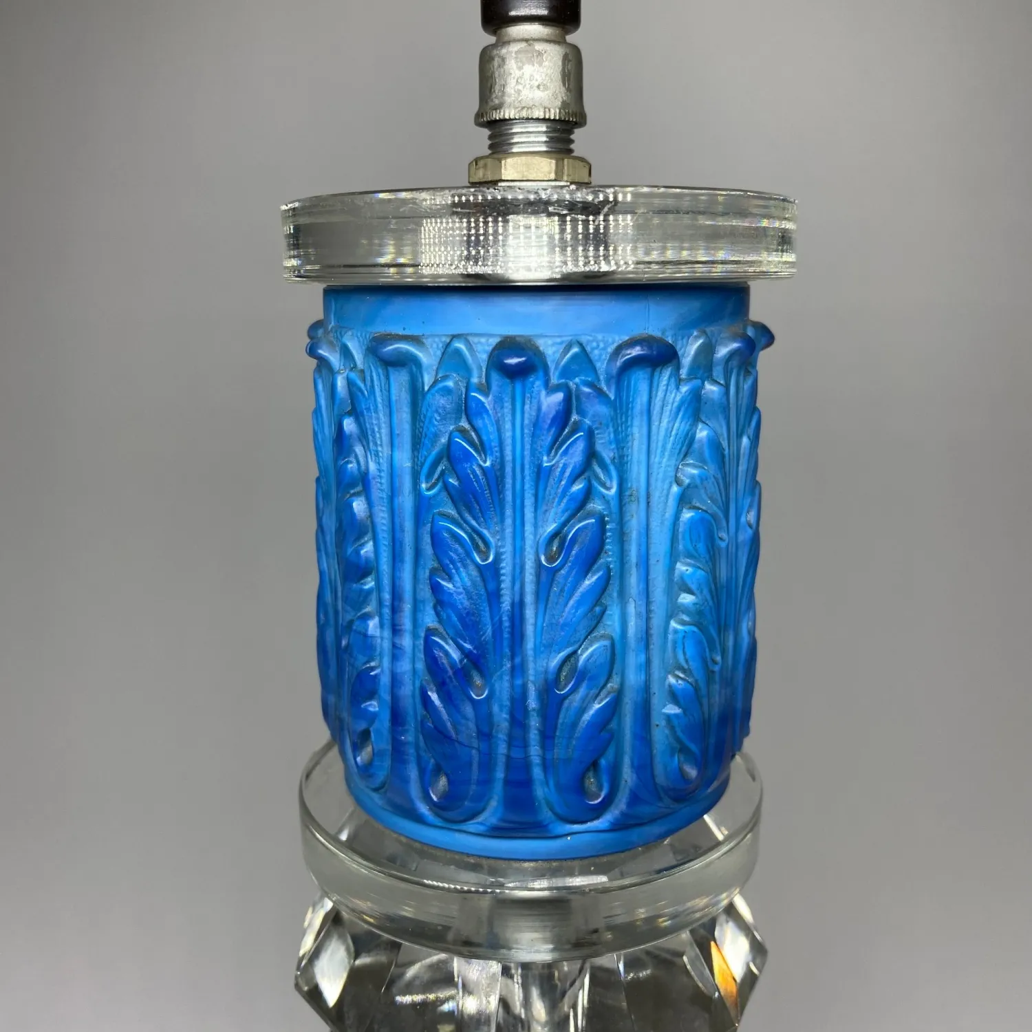 Art deco stolní skleněná lampa z lapisového skla – Heinrich Hoffmann/Ingrid - 10