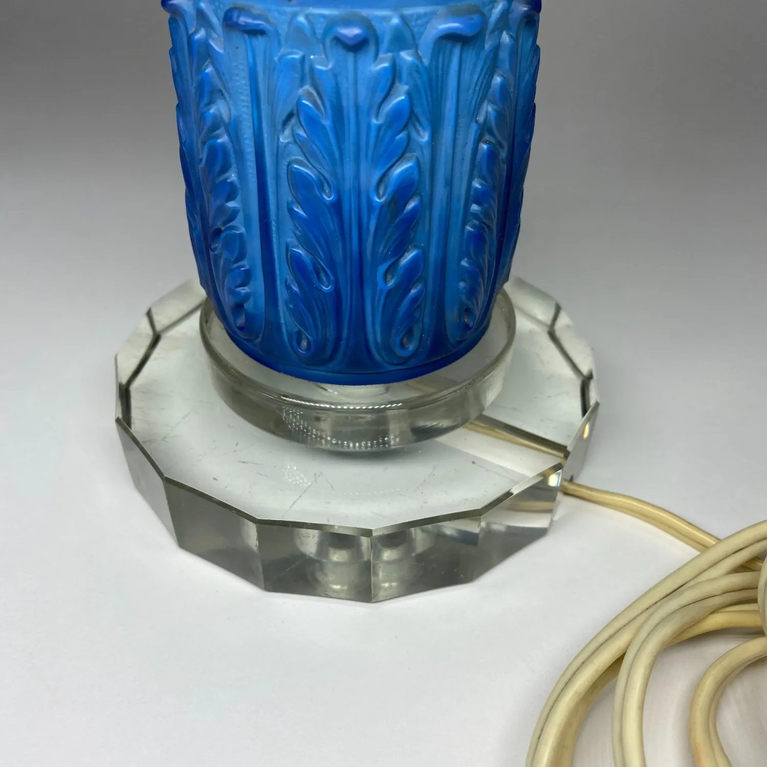 Art deco stolní skleněná lampa z lapisového skla – Heinrich Hoffmann/Ingrid - 11