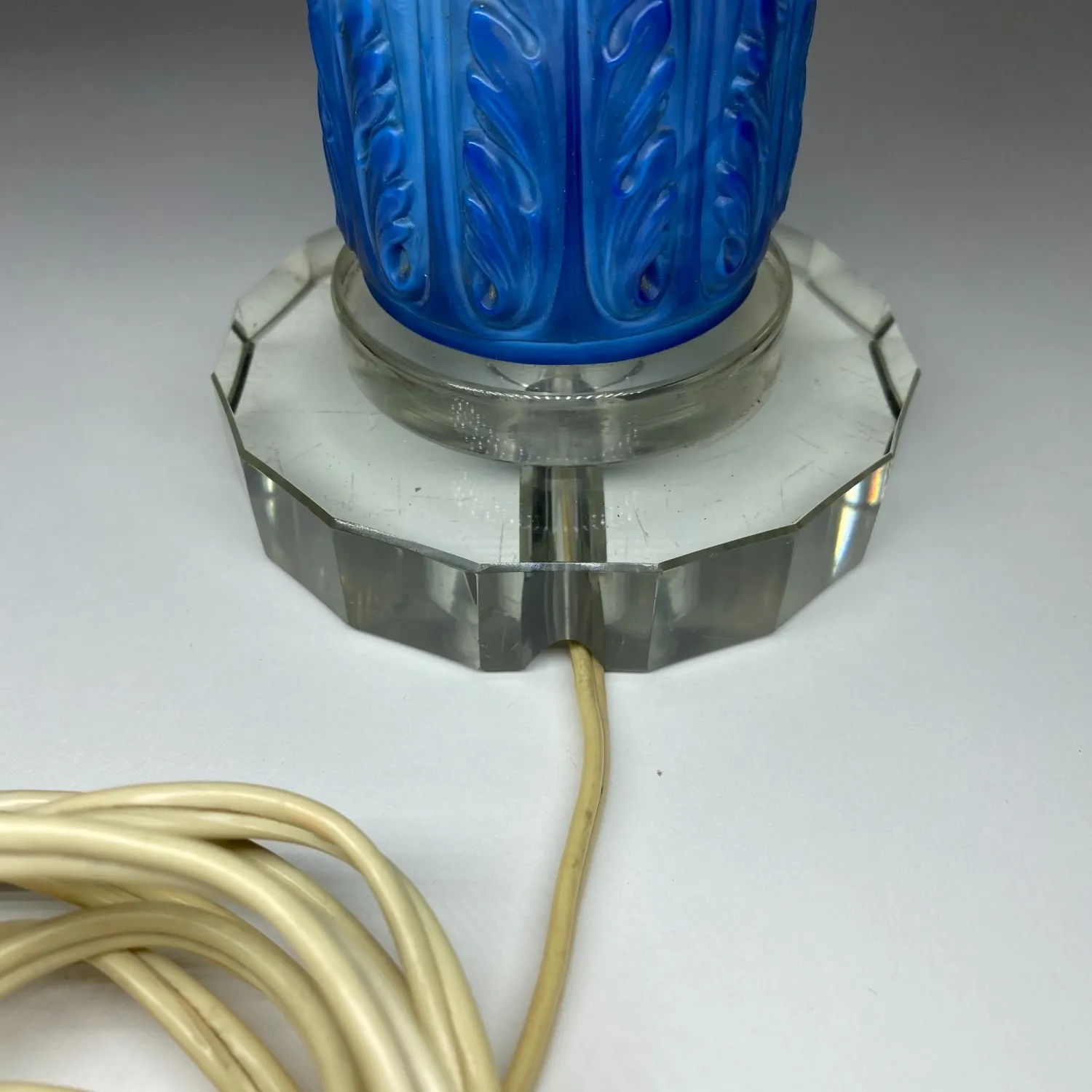 Art deco stolní skleněná lampa z lapisového skla – Heinrich Hoffmann/Ingrid - 12