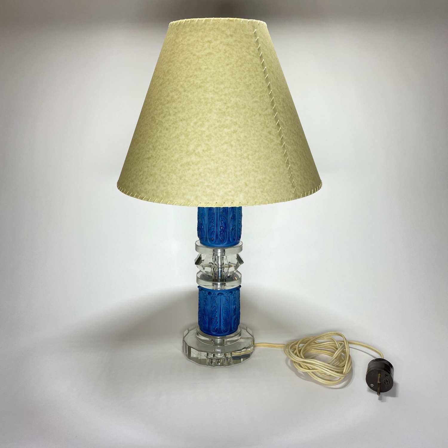 Art deco stolní skleněná lampa z lapisového skla – Heinrich Hoffmann/Ingrid - 2