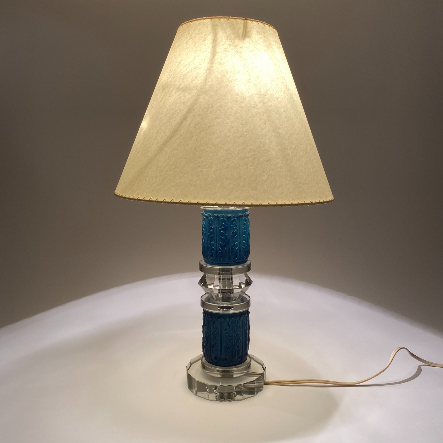 Art deco stolní skleněná lampa z lapisového skla – Heinrich Hoffmann/Ingrid - 3