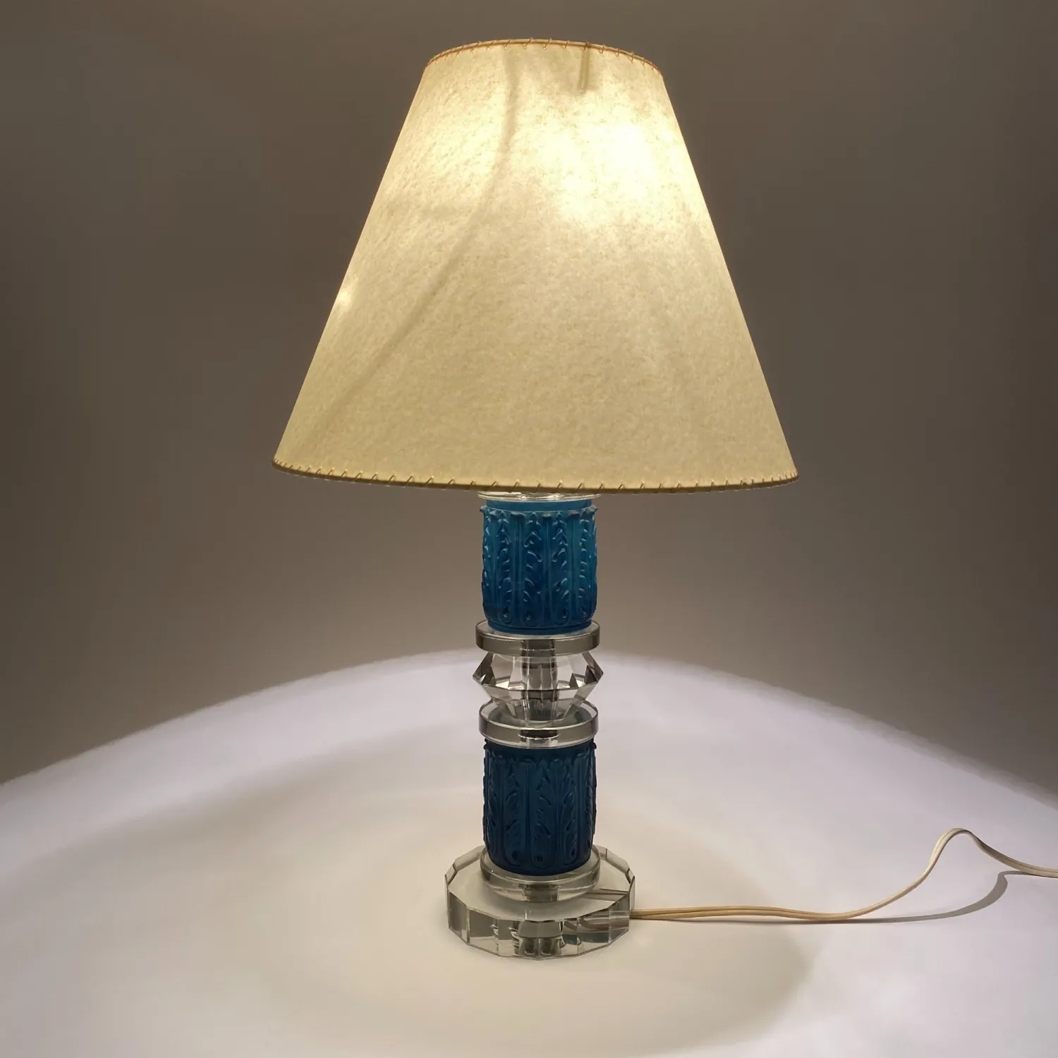 Art deco stolní skleněná lampa z lapisového skla – Heinrich Hoffmann/Ingrid - 3