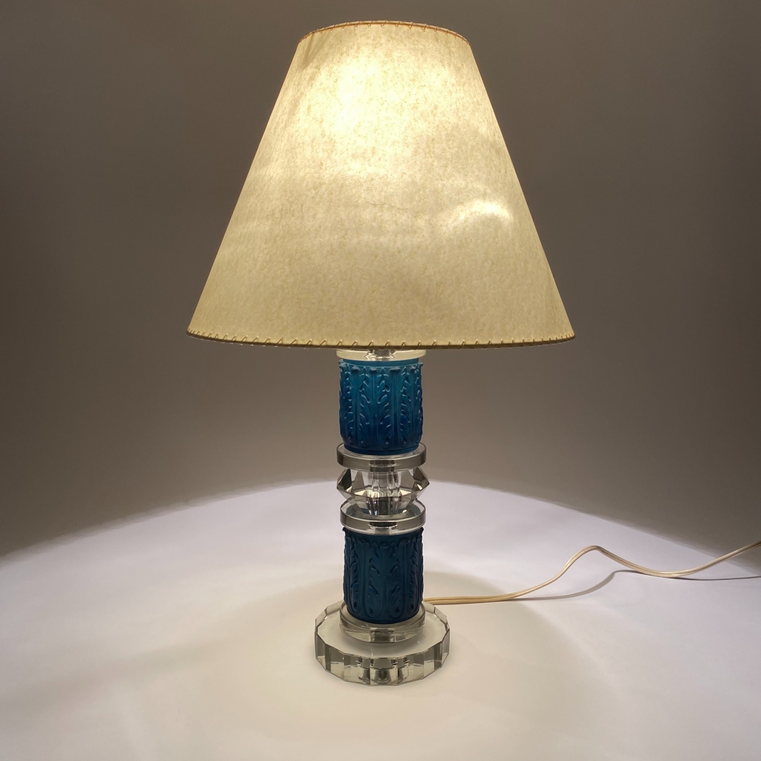 Art deco stolní skleněná lampa z lapisového skla – Heinrich Hoffmann/Ingrid - 4