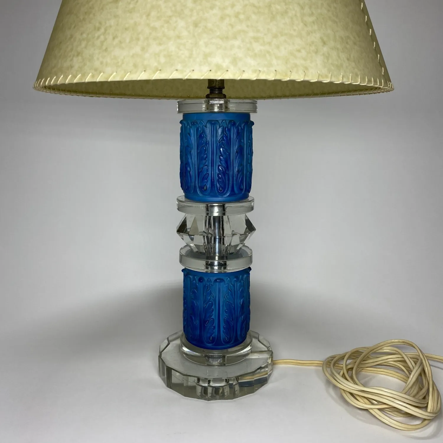 Art deco stolní skleněná lampa z lapisového skla – Heinrich Hoffmann/Ingrid - 5