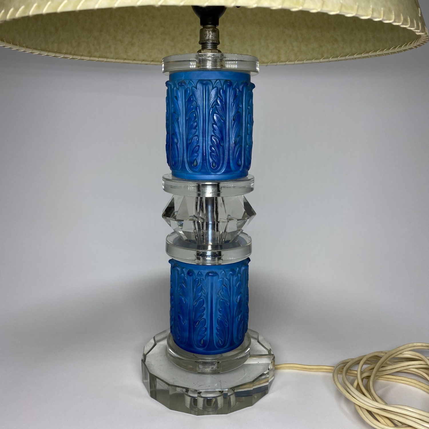 Art deco stolní skleněná lampa z lapisového skla – Heinrich Hoffmann/Ingrid - 6