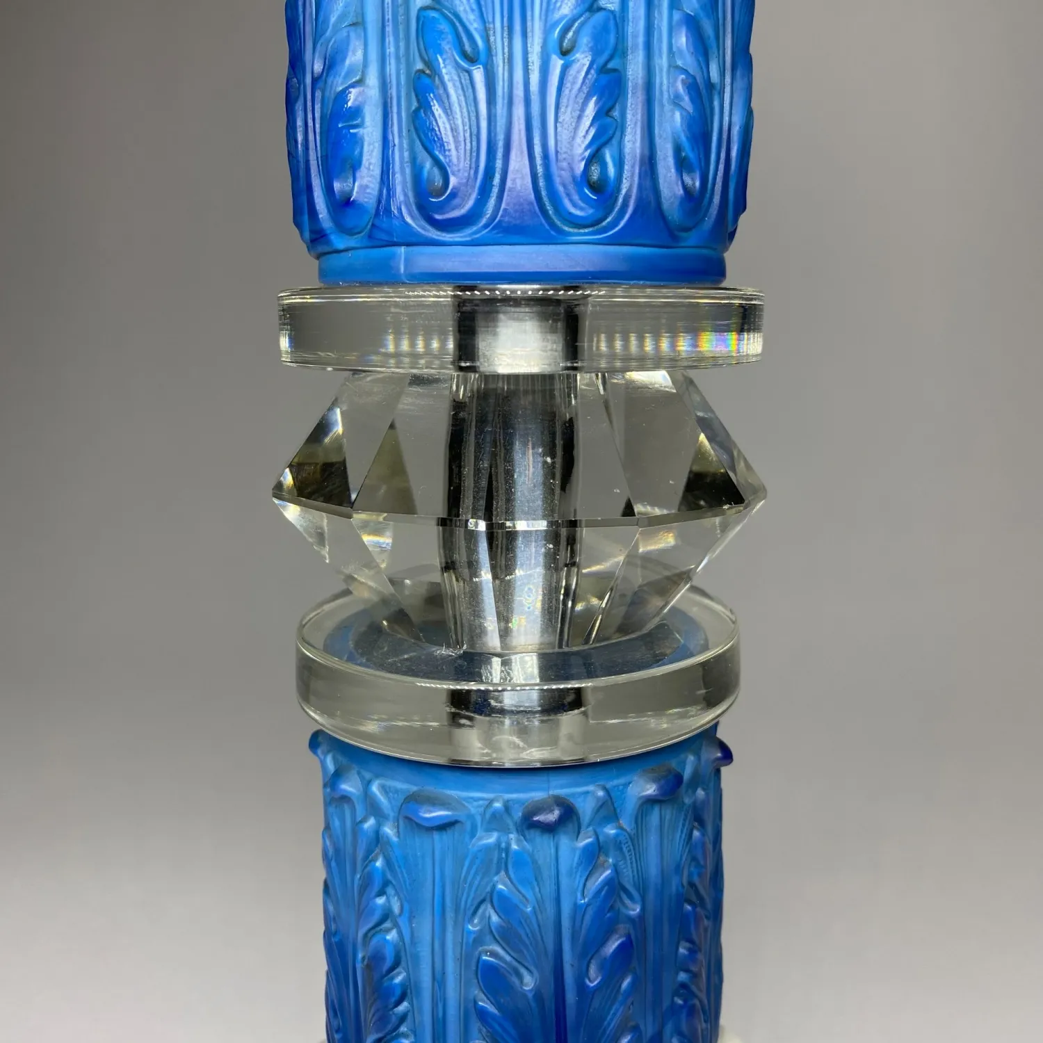 Art deco stolní skleněná lampa z lapisového skla – Heinrich Hoffmann/Ingrid - 9
