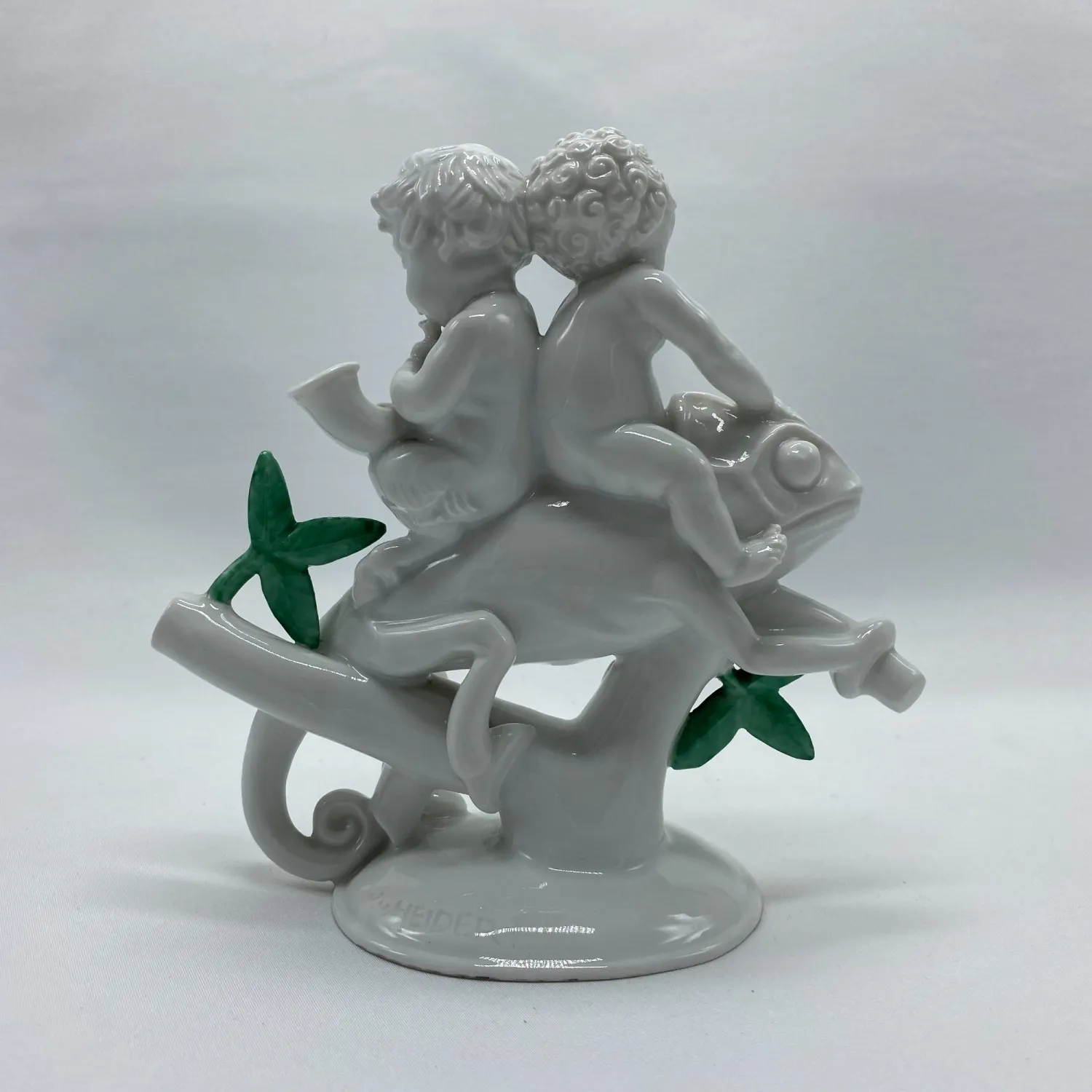 Art deco porcelánová socha dětí a chameleona – W. von Heider/Hutschenreuther - 4