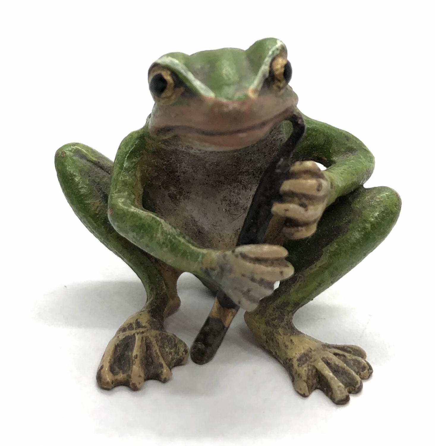 Figurka kouřící žáby - vídeňský bronz