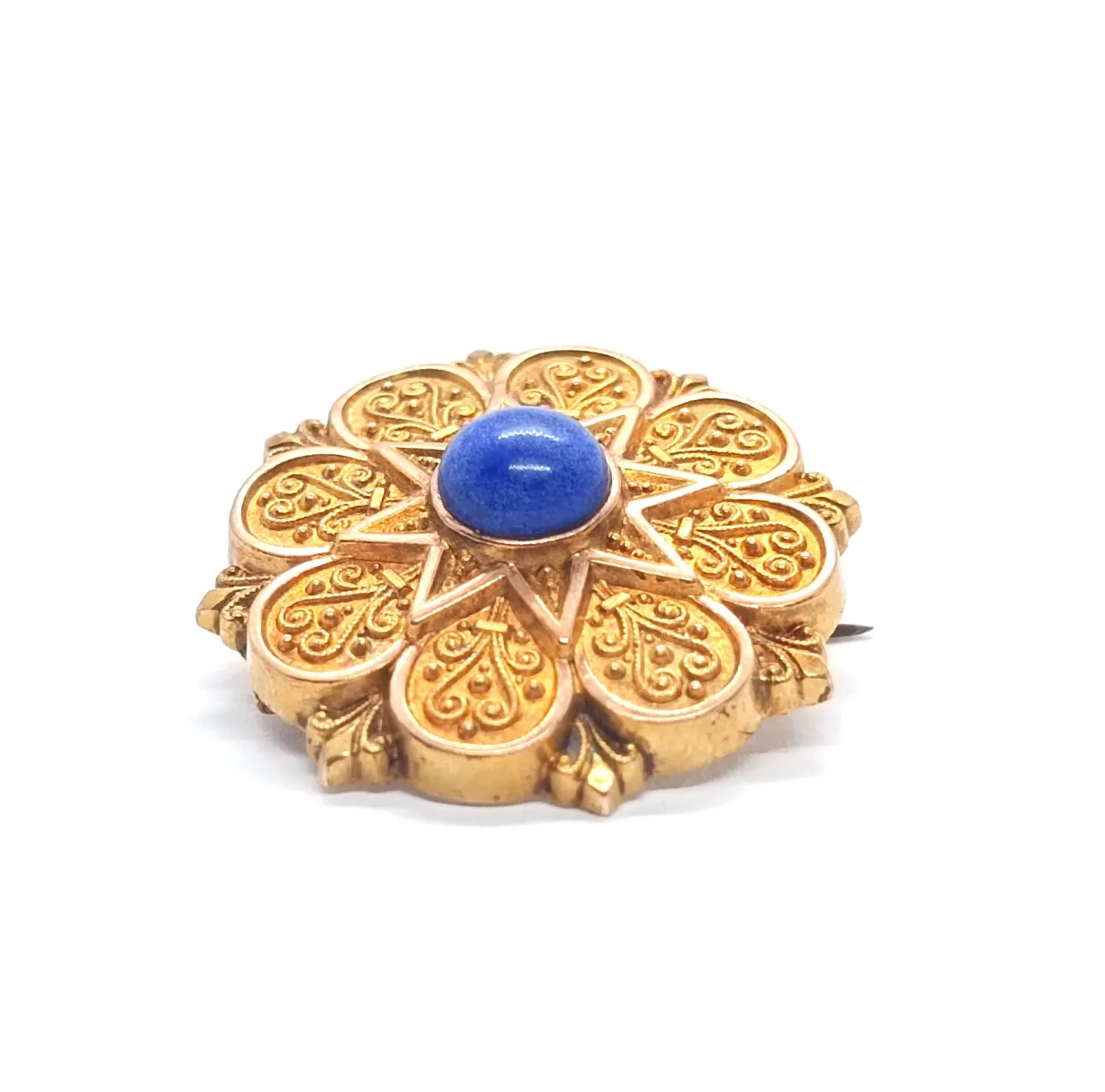 Zlatá brož s lapis lazuli - 5