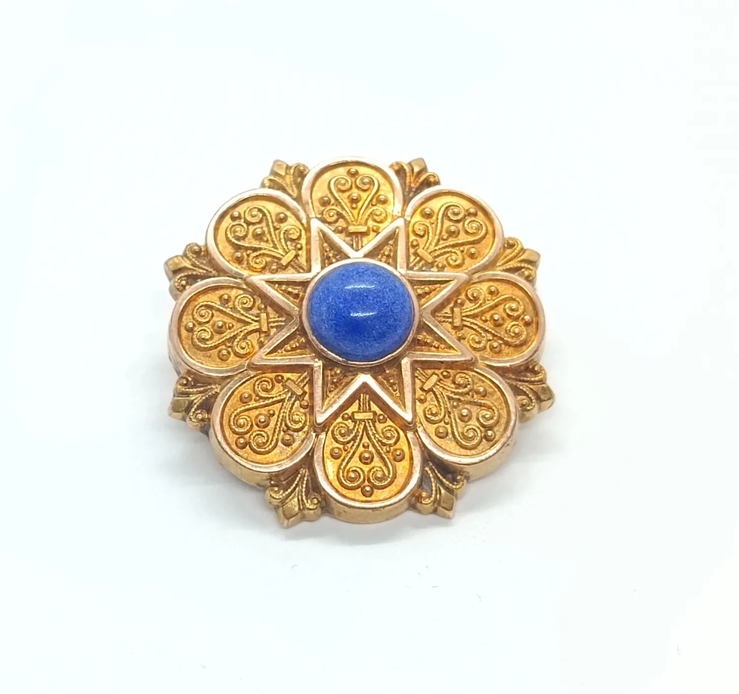 Zlatá brož s lapis lazuli - 6