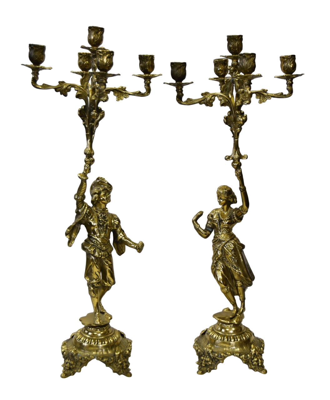 Párové bronzové svícny muž a žena