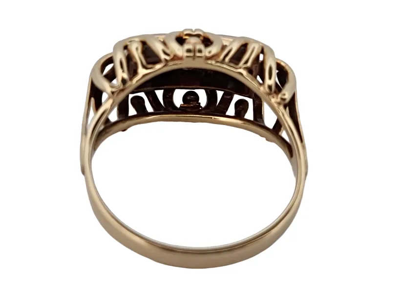 Zlatý Art Deco prsten s diamanty a rubínem - 6