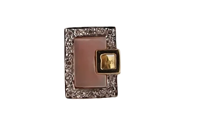 Luxusní zlaté náušnice hranaté s perletí a diamanty - 3