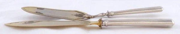 Stříbrná servírovací lopatka a nůž, v kazetě - 3