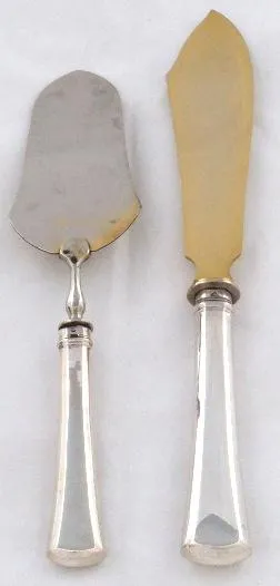 Stříbrná servírovací lopatka a nůž, v kazetě - 5