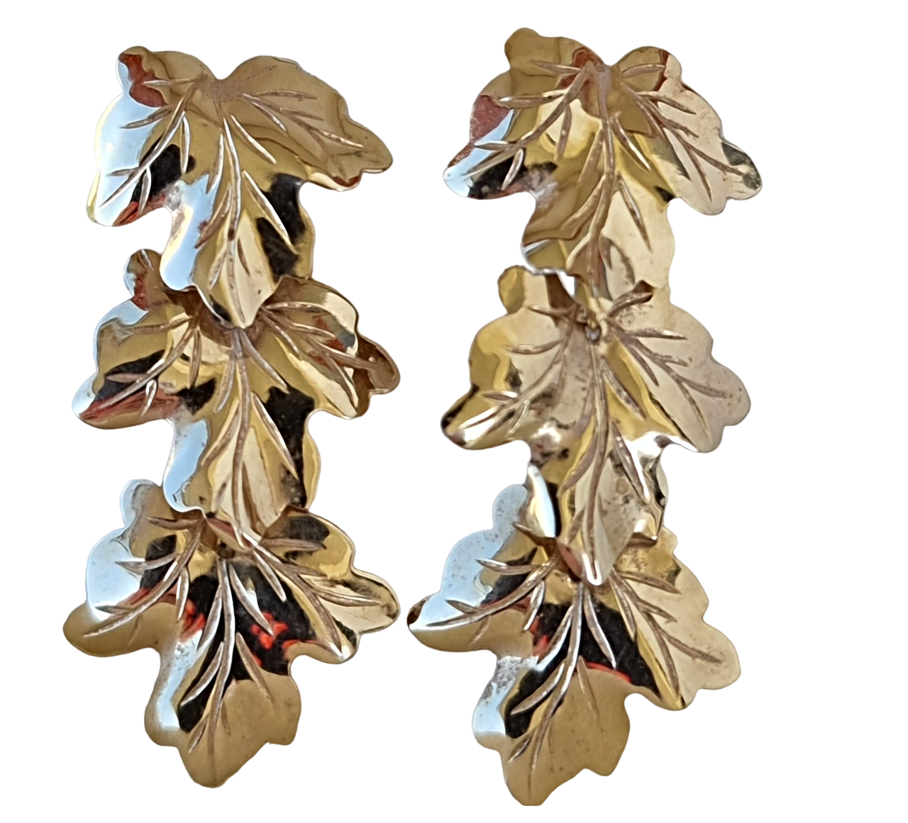 Unikátní ART DECO zlaté náušnice – listy javoru