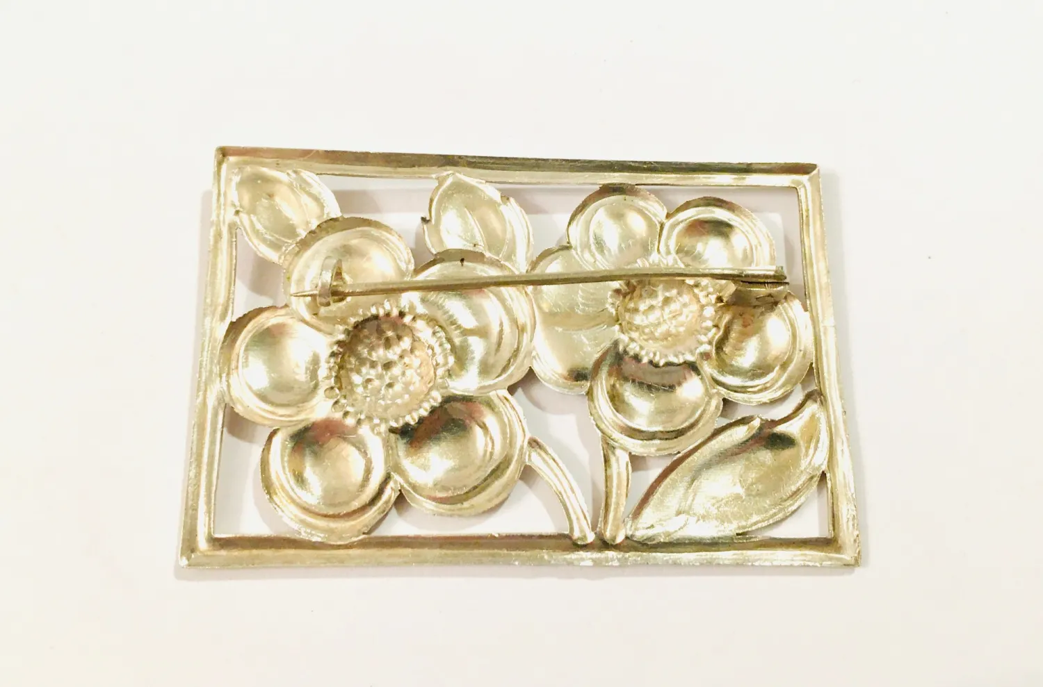 Stříbrná ART-DECO brož s květinami - 4