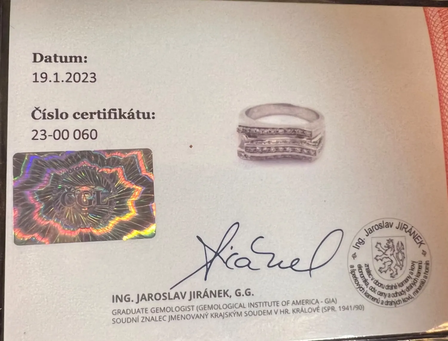 Art deco zlatý prsten s brilianty + certifikát - 5