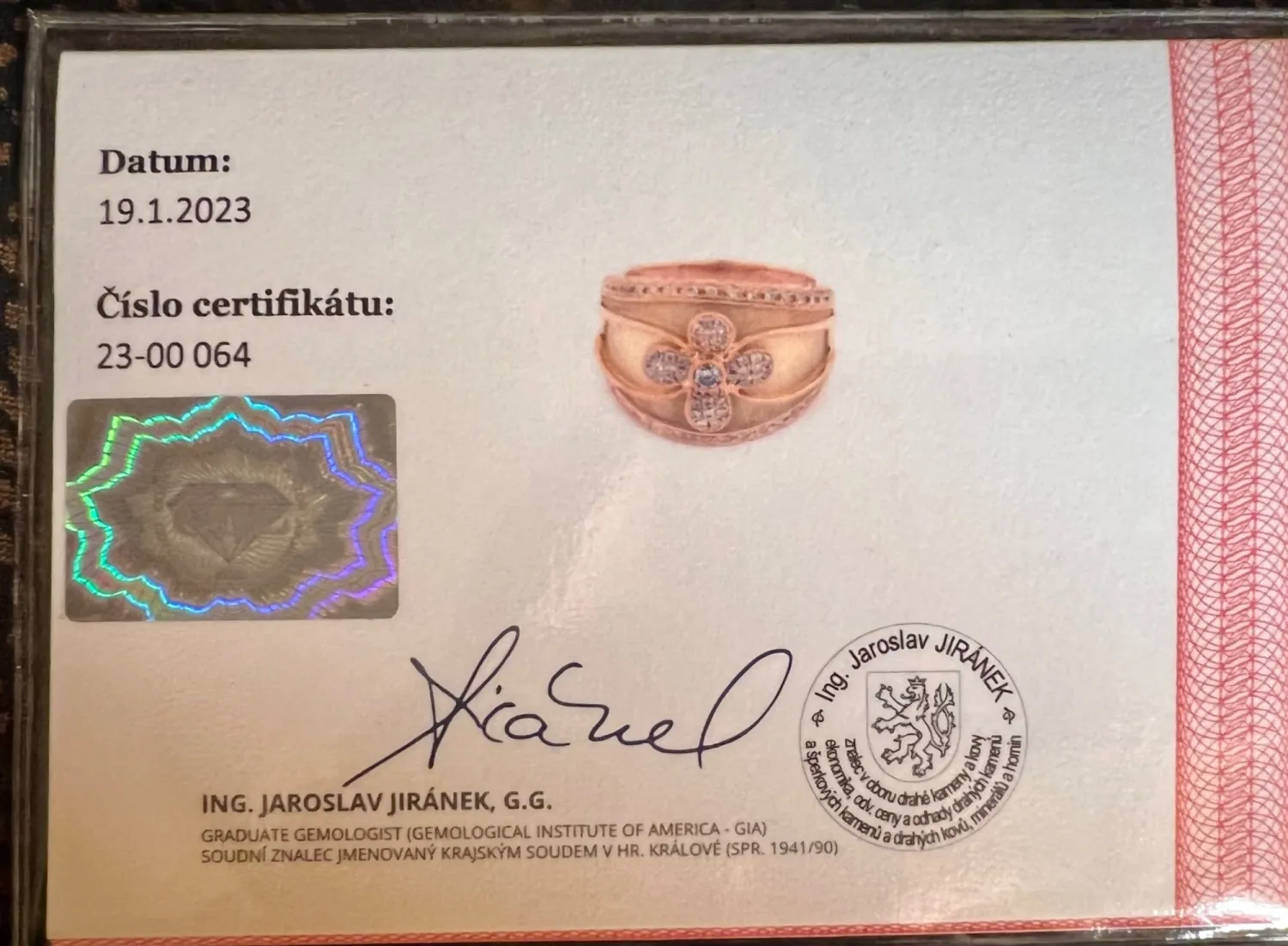 Zajímavý prsten s brilianty a přírodním chalcedonem + certifikát - 4