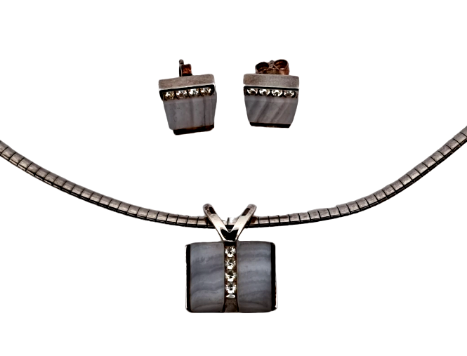 Stříbrný set s chalcedonem Yvette Ries