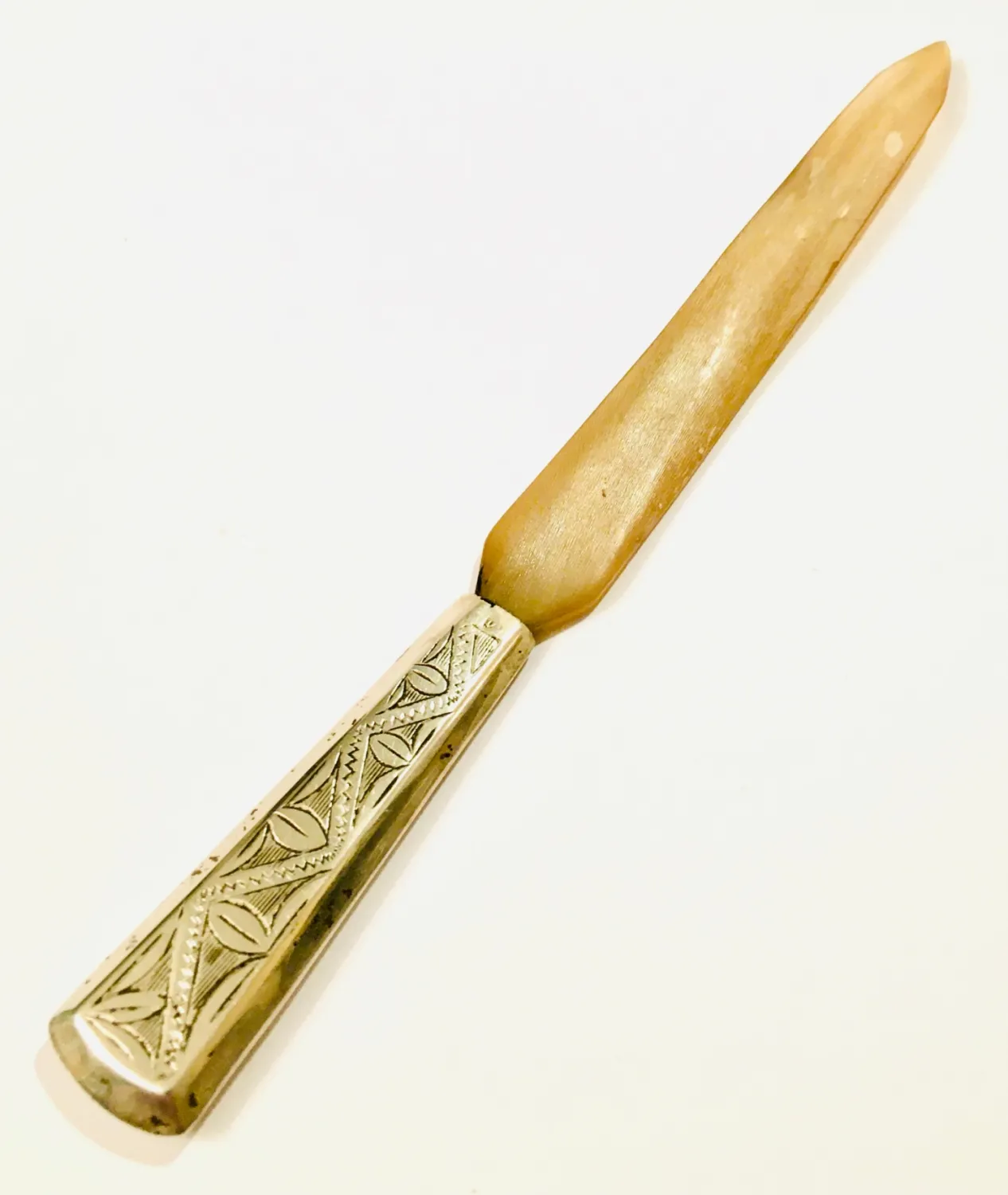 Stříbrný ART-DECO nůž na dopisy s rohovinou - 1