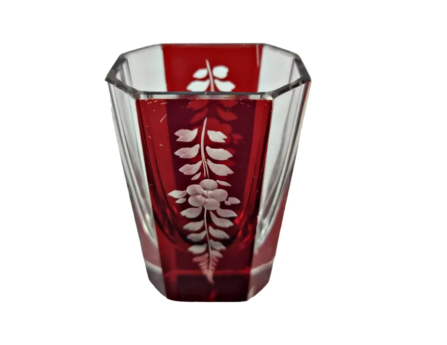 LIKÉROVÝ SET ART DECO Z ČIRÉHO A RUBÍNOVÉHO SKLA - 6