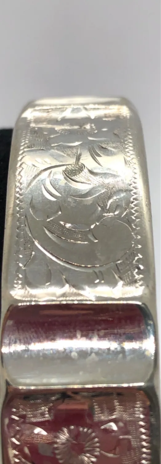 Art deco stříbrný gravírovaný náramek - 6