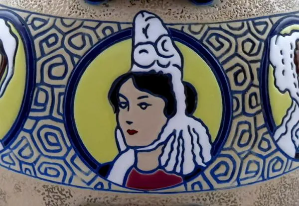 Velká secesní váza s portréty – Imperial Amphora, - 5