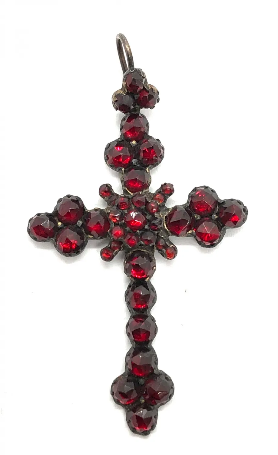 Secesní granátový křížkový přívěsek - 6