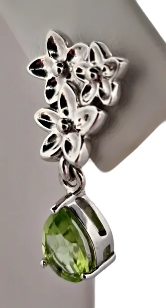Luxusní stříbrné náušnice s peridotem - 2