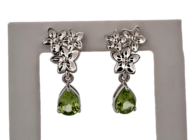 Luxusní stříbrné náušnice s peridotem - 3