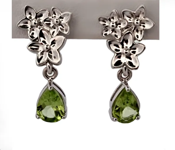 Luxusní stříbrné náušnice s peridotem - 4