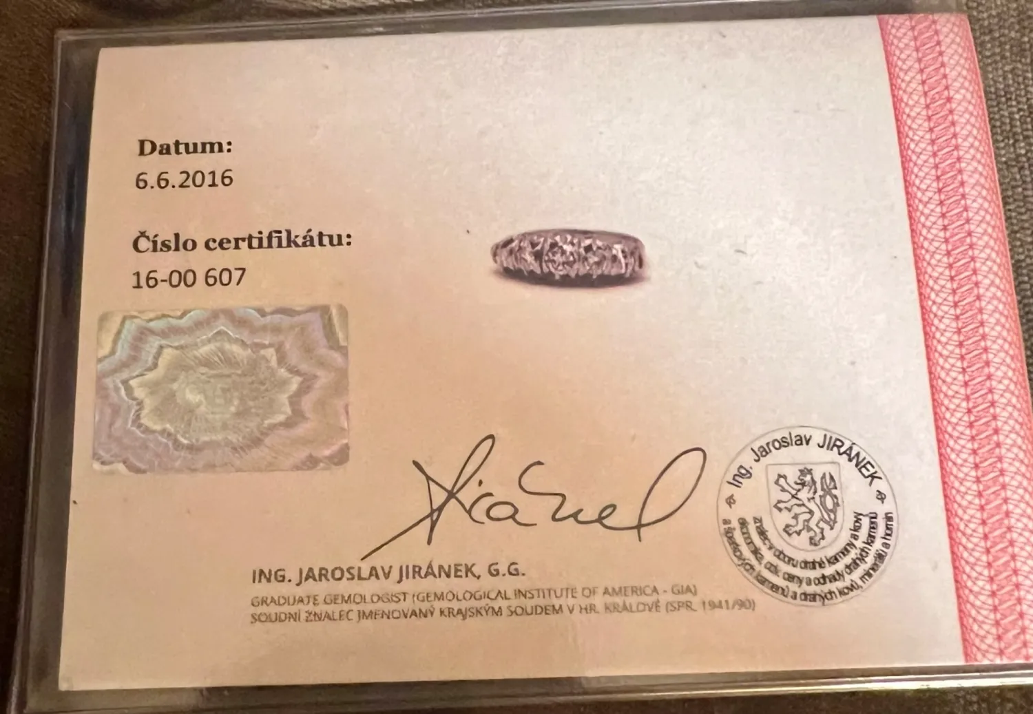 Platinový prsten s brilianty + certifikát - 6