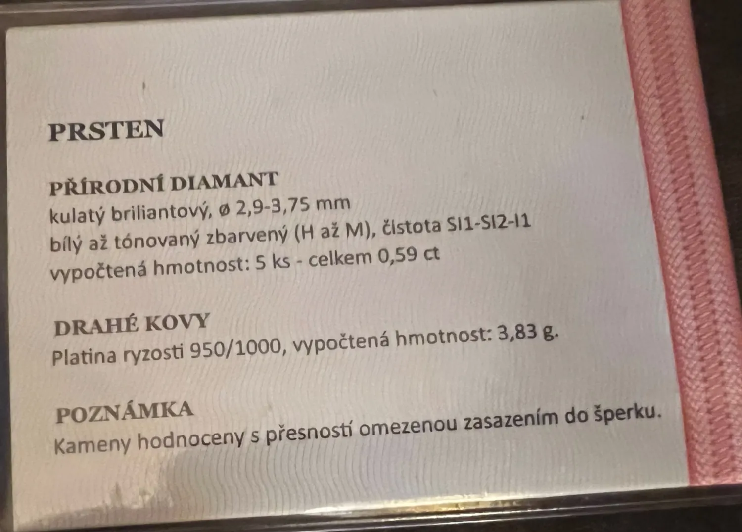 Platinový prsten s brilianty + certifikát - 7