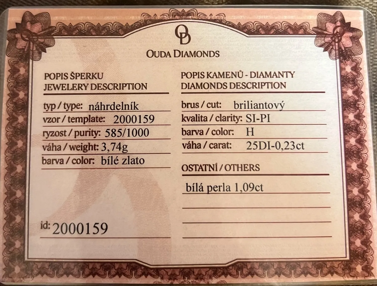 Náhrdelník s brilianty a perlou + certifikát - 4